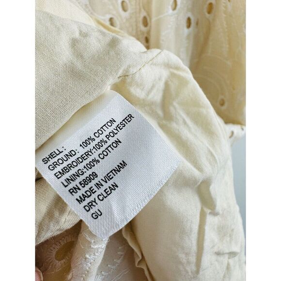 Preston & York Size 16 Beige Tan 3/4 Sleeve Eyelet Sheath Dress Embroidered - Picture 5 of 6